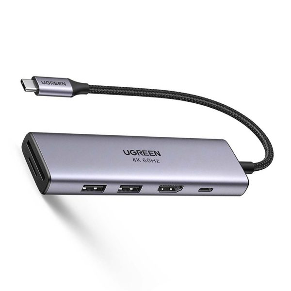 Ugreen-60384-6-in-1-USB-C-to-HDMI-nkphukien-02 Bộ Chuyển Type C Sang HDMI 4K 60Hz + 2 x USB 3.0 + SD/TF + PD - Ugreen 60384