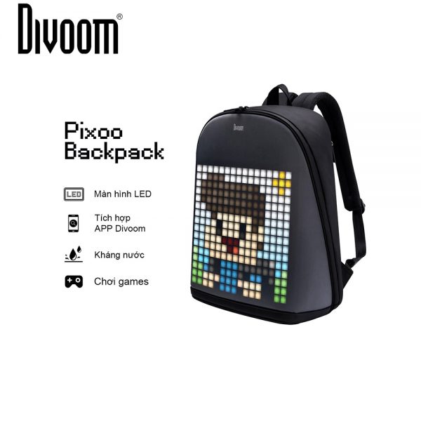 Balo Divoom SmartLed Pixoo Packback Màn Hình LED Thông Minh - Chống Nước Cực Tốt
