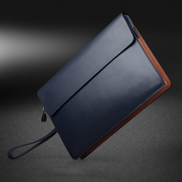 bao-da-toni-camtay-9ff-03 Túi Da Cầm Tay Cho Macbook, Surface Và Tablet 12.9/13" - Da Thật Thương Hiệu Toni