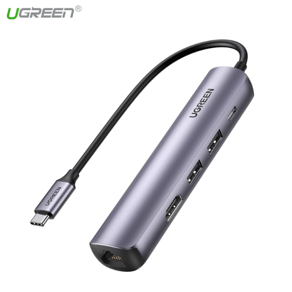 Bộ Chuyển USB-C Ra HDMI 4K*2K + 2xUSB 3.0 + Lan 1Gbps + PD100W Ugreen 10919