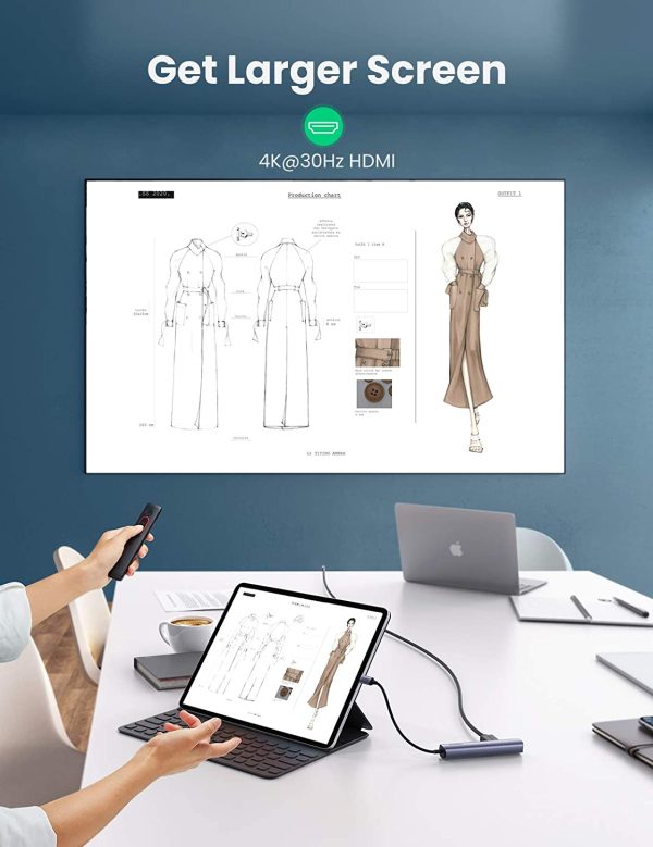 bo-chuyen-doi-type-c-ugreen-10919-type-c-sang-hdmi-usb-30-lan-gigabit-va-pd-100w-ho-tro-phan-giai-4k2k@30hz-toc-do-truyen-5gbps-nkphukien-02 Bộ Chuyển USB-C Ra HDMI 4K*2K + 2xUSB 3.0 + Lan 1Gbps + PD100W Ugreen 10919