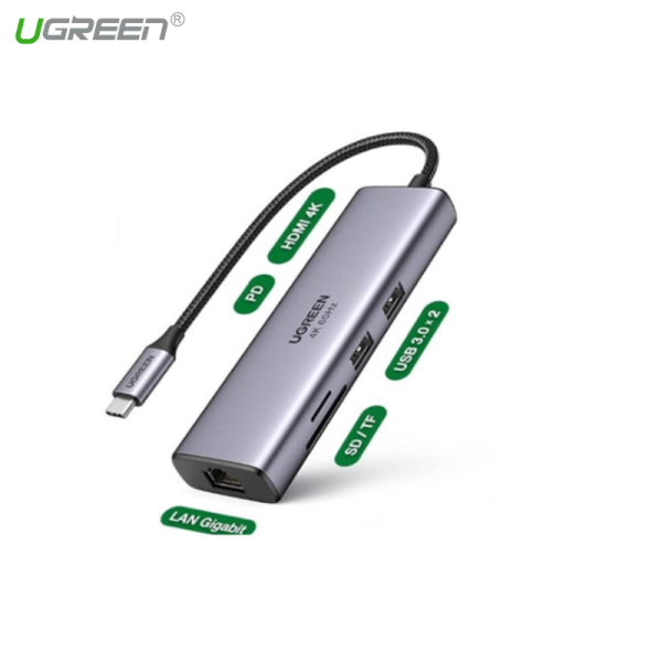 bo-chuyen-doi-type-c-ugreen-60515-usb-type-c-nkphukien-01 Bộ Chuyển Đổi 7-In-1 USB Type-C Ra HDMI 4K/60hz + USB + LAN Gigabit + PD100W + SD/TF - Ugreen 60515