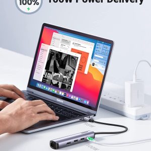 Bộ Chuyển USB-C Ra HDMI 4K*2K + 2xUSB 3.0 + Lan 1Gbps + PD100W Ugreen 10919