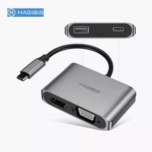 Cổng Chuyển Hub Hagibis 4in1 USB-C To HDMI 4K@30Hz/VGA/USB 3.0/PD( HGB-010 )