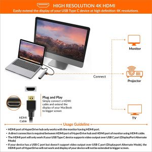 Cổng chuyển Hyperdrive 6-in-1 HDMI 4K USB-C Hub (HD233B)