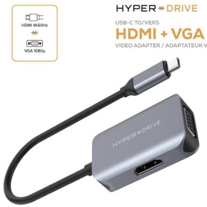 Cổng Chuyển HyperDrive 2-in-1 HDMI/VGA 4K60Hz USB-C HUB – HD-C2HV-GR