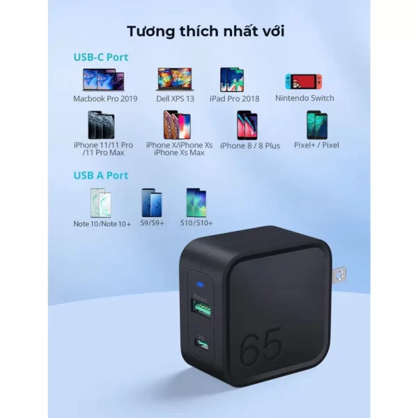 sac-nhanh-ravpower-65w-gan-tech-usb-c-wall-charger-rp-pc133-6 Sạc nhanh RavPower 65W GaN Tech USB C Wall Charger – ( RP-PC133 )