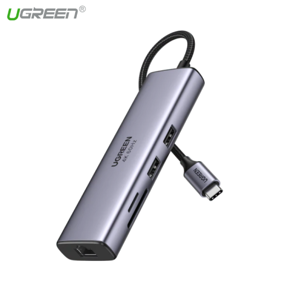 Bộ Chuyển Đổi 7-In-1 USB Type-C Ra HDMI 4K/60hz + USB + LAN Gigabit + PD100W + SD/TF - Ugreen 60515